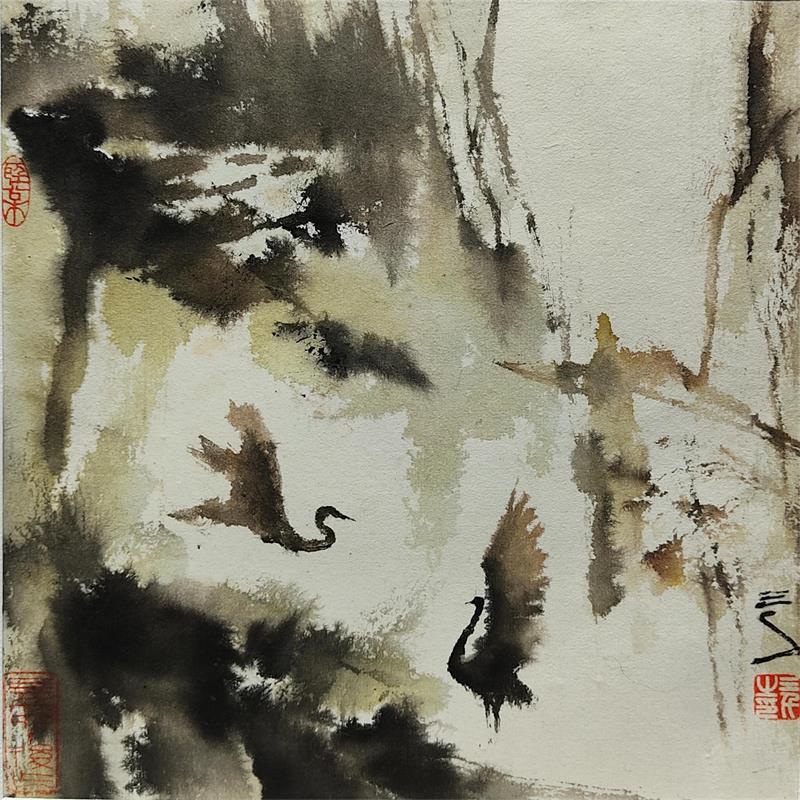 Gemälde Light and Shadow von Sanqian | Gemälde Figurativ Landschaften Tiere
