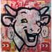Peinture La vache qui rit Happy par Kikayou | Tableau Street Art Animaux Graffiti