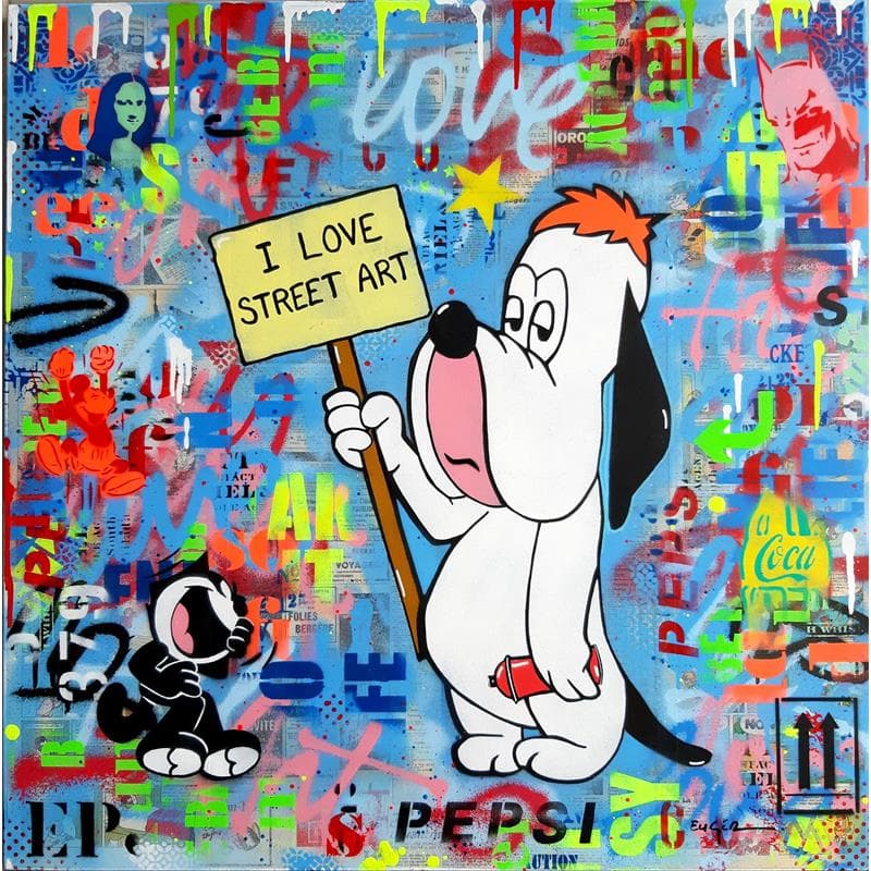 Painting I love street art by Euger Philippe | Painting Street art Acrylic, Gluing, Graffiti Pop icons