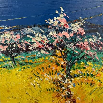 Painting Amandiers en fleurs by Corbière Liisa | Painting Figurative Oil Landscapes, Pop icons