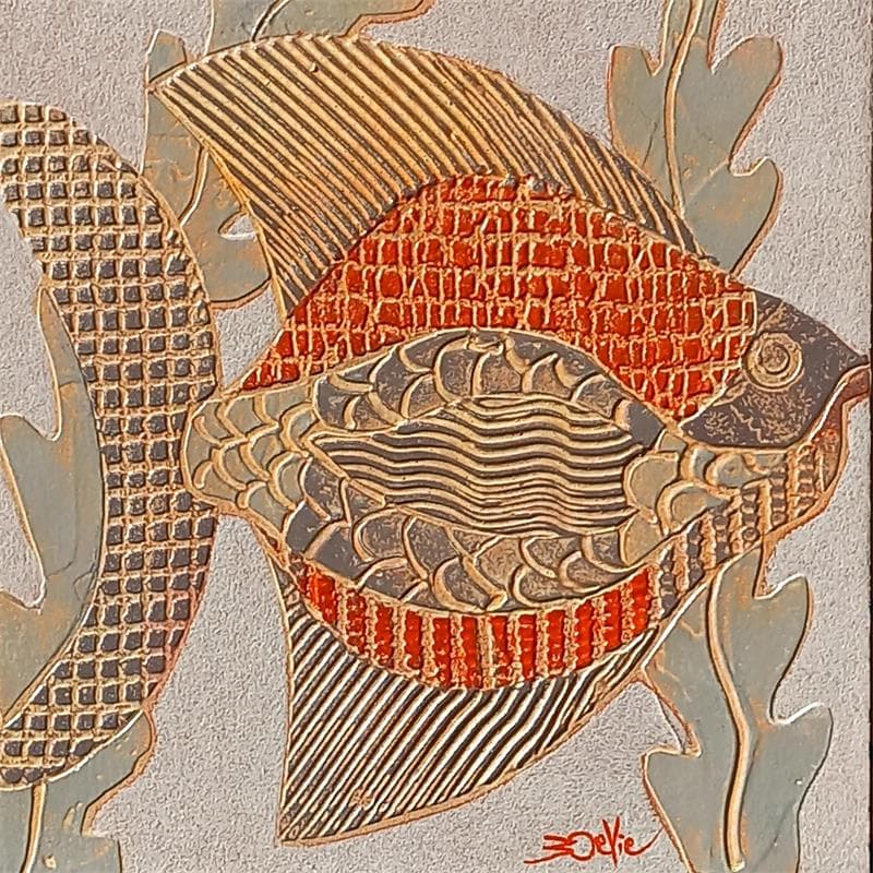 Painting 2a Poisson Fer et Rouge by Devie Bernard  | Painting Subject matter Acrylic, Cardboard Animals