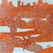 Gemälde 4a Desert Cuivre et Orange von Devie Bernard  | Gemälde Figurativ Materialismus Landschaften Pappe Acryl