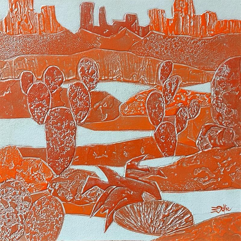 Painting 4a Desert Cuivre et Orange by Devie Bernard  | Painting Figurative Subject matter Landscapes Cardboard Acrylic