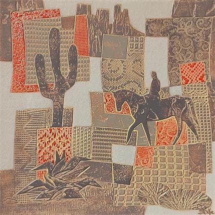 Painting 2a Desert Fer et Rouge by Devie Bernard  | Painting Subject matter Acrylic, Cardboard Landscapes
