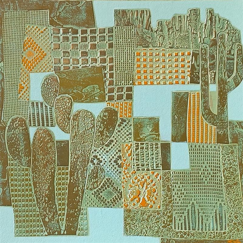 Gemälde 5a Desert Bronze et Jaune von Devie Bernard  | Gemälde Figurativ Materialismus Landschaften Pappe Acryl