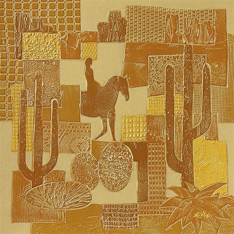 Peinture 6a Desert Or et Jaune par Devie Bernard  | Tableau Matiérisme Acrylique, Carton Paysages