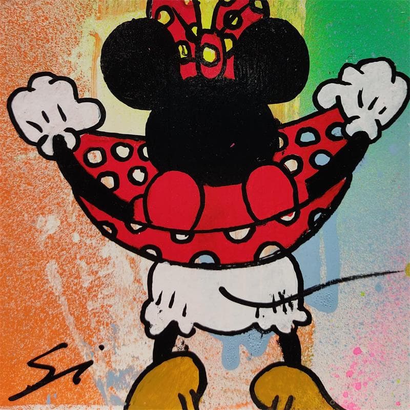 Peinture Minnie is in love par Mestres Sergi | Tableau Pop Art Graffiti Mixte icones Pop animaux