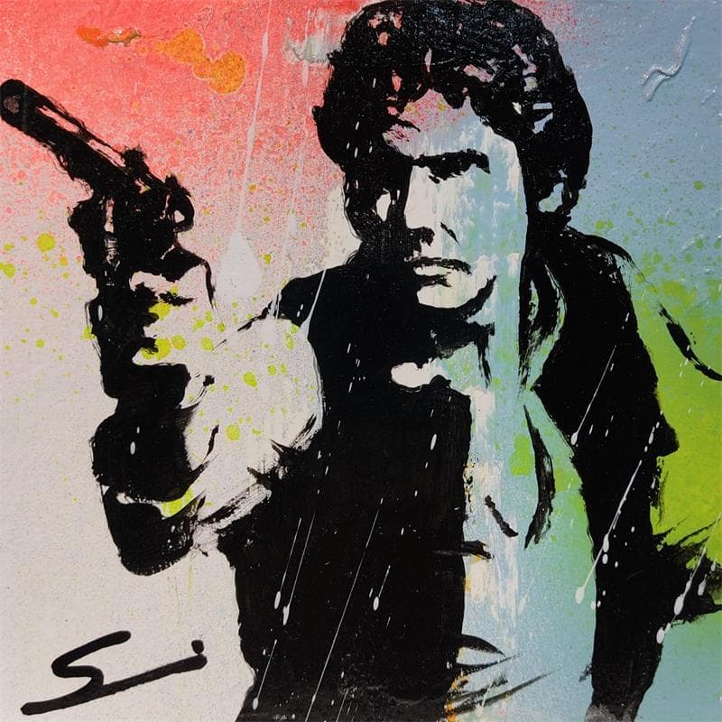 Painting Han Solo by Mestres Sergi | Painting Pop art Graffiti Mixed Portrait Pop icons