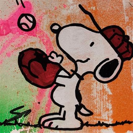 Peinture Catch the ball Snoopy par Mestres Sergi | Tableau Pop Art Graffiti, Mixte animaux, icones Pop