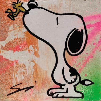 Peinture Kiss me Snoopy par Mestres Sergi | Tableau Pop Art Graffiti, Mixte animaux, icones Pop