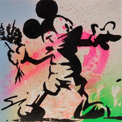 Peinture Mickey Banksy par Mestres Sergi | Tableau Pop Art Graffiti, Mixte animaux, icones Pop