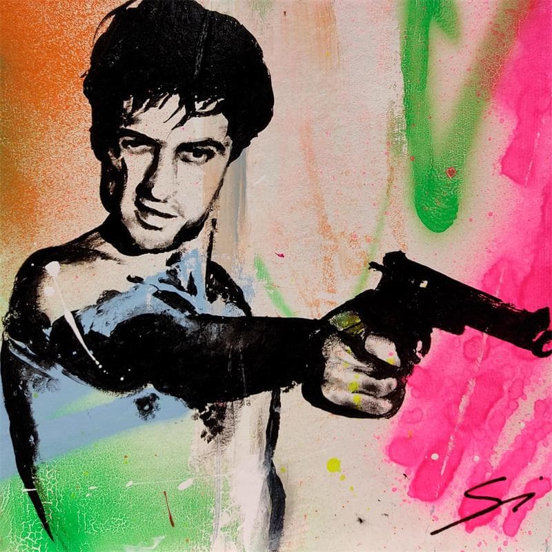 Painting Taxi Driver by Mestres Sergi | Painting Pop art Graffiti Mixed Portrait Pop icons