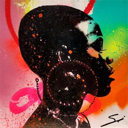 Peinture Afrika par Mestres Sergi | Tableau Pop Art Graffiti, Mixte Portraits