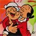 Painting Popeye with Olivia by Mestres Sergi | Painting Pop-art Portrait Pop icons Graffiti Cardboard
