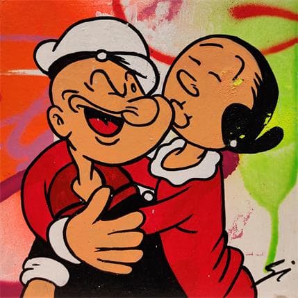 Painting Popeye with Olivia by Mestres Sergi | Painting Pop art Graffiti, Mixed Pop icons, Portrait