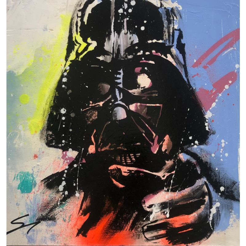 Painting Vader by Mestres Sergi | Painting Pop-art Cardboard, Graffiti Pop icons