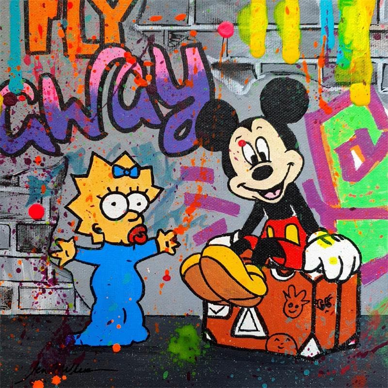 Gemälde Mickey et Maggie von Miller Jen  | Gemälde Street art Pop-Ikonen