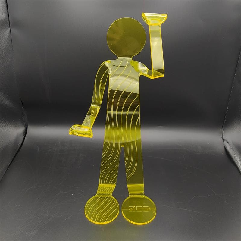 Sculpture Be Happy WVE jaune by Zed | Sculpture Pop-art Plexiglass Nude