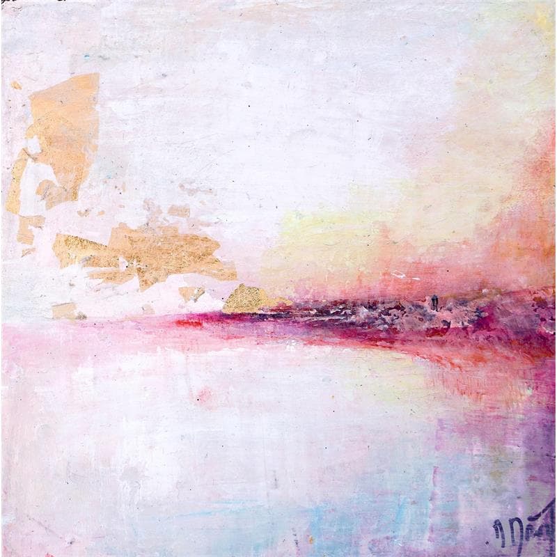 Painting Horizon doré by Droit Ode | Painting Abstract Mixed Minimalist