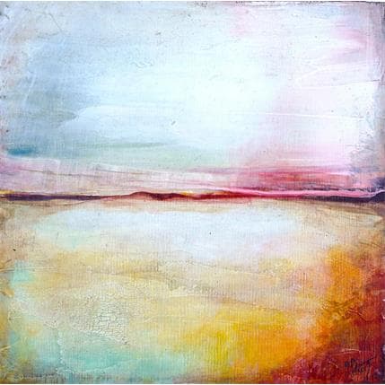 Peinture Horizon en joie par Droit Ode | Tableau Abstrait Mixte minimaliste