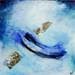 Peinture Tourbillon bleu par Droit Ode | Tableau Abstrait Minimaliste Bois