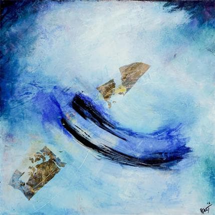 Painting Tourbillon bleu by Droit Ode | Painting Abstract Mixed Minimalist