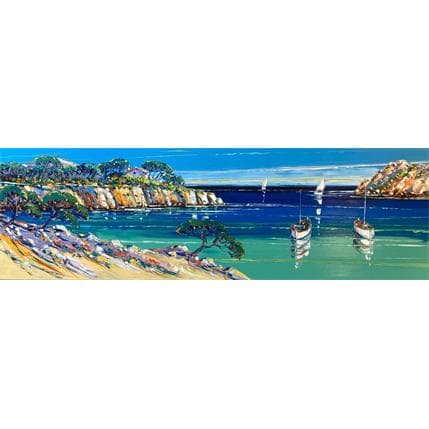 Painting Calanque de Marseille by Corbière Liisa | Painting Figurative Oil Landscapes, Marine