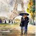 Peinture Paris Pluie  par Jones Henry | Tableau Aquarelle