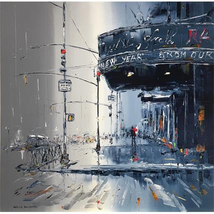 Peinture Juste une promenade sous la pluie par Rousseau Patrick | Tableau Figuratif Huile Vues urbaines