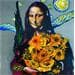 Painting Mona et les tournesols de Vincent by Medeya Lemdiya | Painting Figurative Portrait Metal