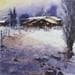 Gemälde Première neige en Pyrénées von Abbatucci Violaine | Gemälde Figurativ Landschaften Aquarell