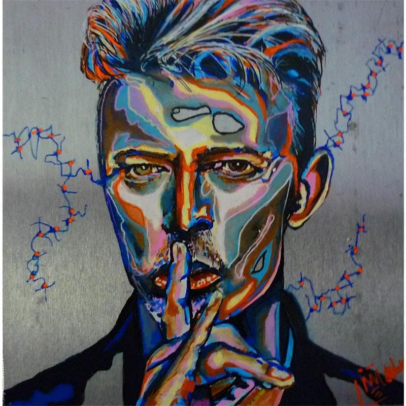 Painting David Bowie by Medeya Lemdiya | Painting Figurative Mixed Portrait Pop icons