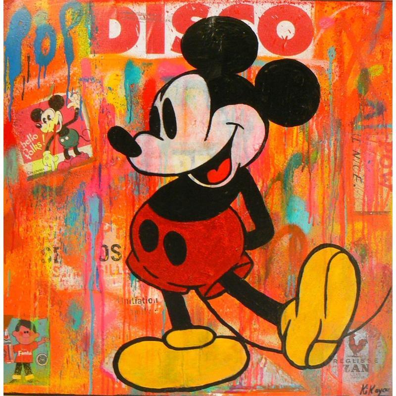 Peinture Mickey disco par Kikayou | Tableau Graffiti