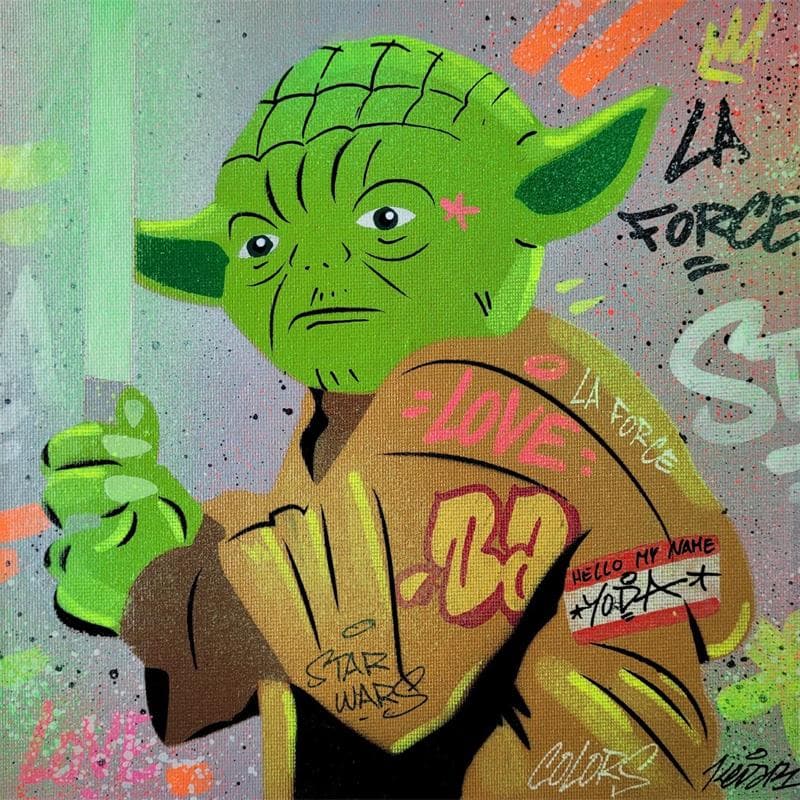Peinture Yoda par Kedarone | Tableau Street Art Graffiti Mixte icones Pop