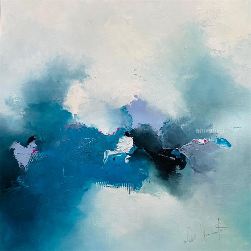 Painting Dans le profond des horizons by Dumontier Nathalie | Painting Abstract Minimalist Oil