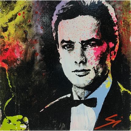Painting Alain Delon by Mestres Sergi | Painting Pop-art Cardboard, Graffiti Pop icons
