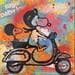 Peinture Snoopy vespa par Kikayou | Tableau Pop Art Mixte icones Pop