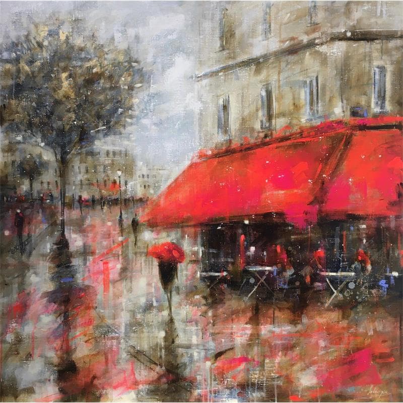 Painting Café du dimanche by Solveiga | Painting Figurative Urban Acrylic