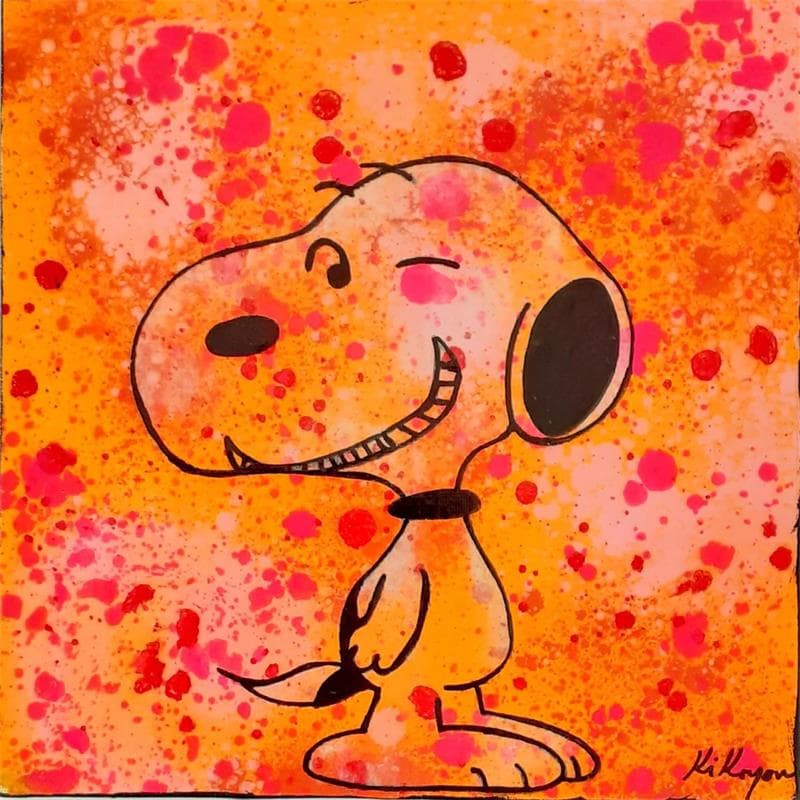Gemälde Snoopy clin d'oeil von Kikayou | Gemälde Street art Graffiti Pop-Ikonen, Tiere