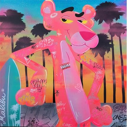 Peinture Relax Malibu par Kedarone | Tableau Street Art Mixte animaux, icones Pop