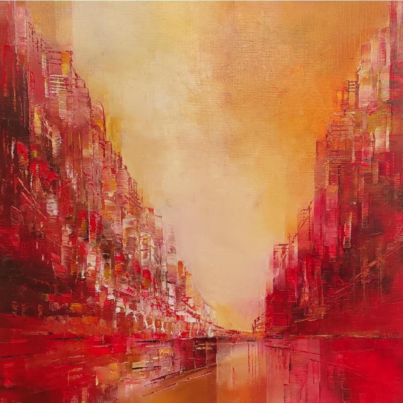 Painting Rue de l'imagination by Levesque Emmanuelle | Painting Abstract Oil Urban
