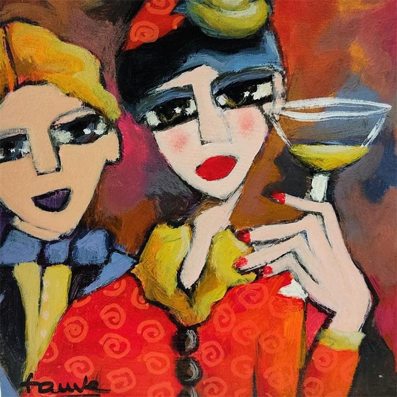 Painting Le couple by Fauve | Painting Figurative Acrylic, Wood Life style, Portrait