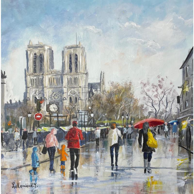 Peinture Notre Dame par Lallemand Yves | Tableau Figuratif Urbain Acrylique