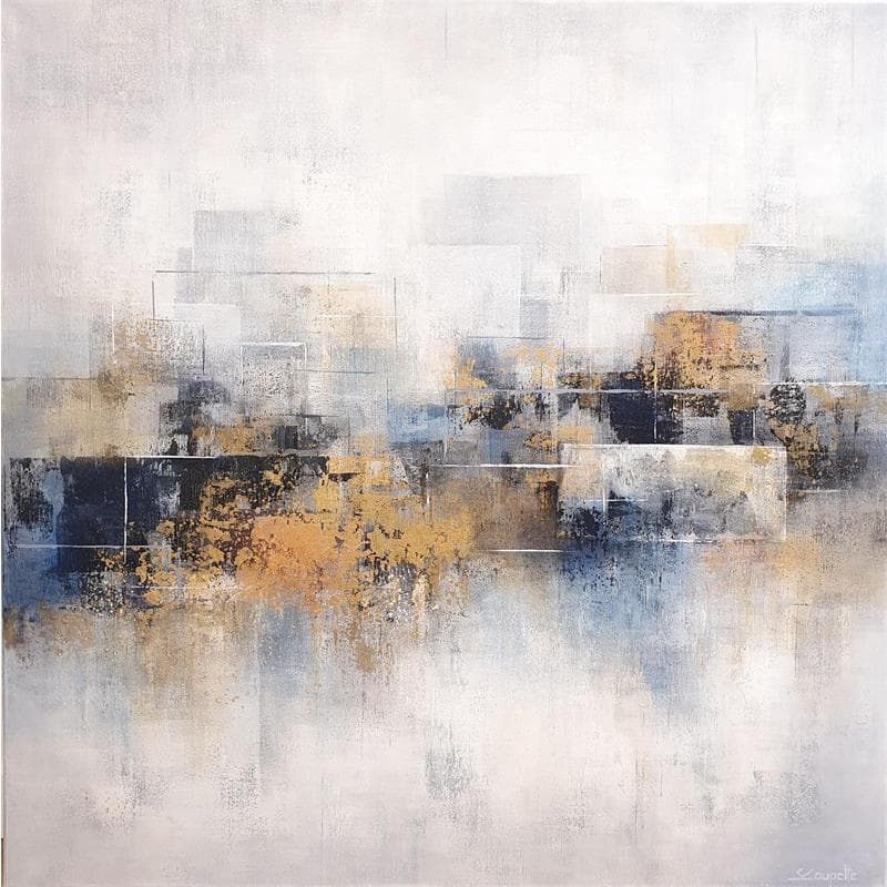 Painting Golden city dance by Coupette Steffi | Painting Abstract Landscapes Urban Acrylic