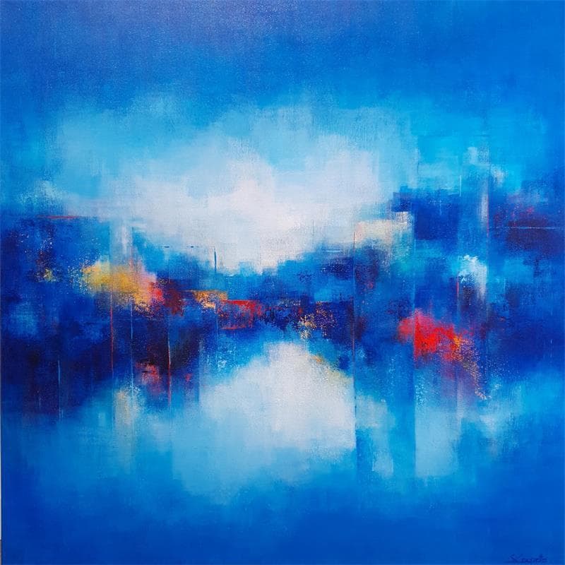 Peinture The blue moment par Coupette Steffi | Tableau Abstrait Paysages Urbain Acrylique