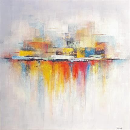 Painting River reflections by Coupette Steffi | Painting Abstract Acrylic Landscapes, Urban