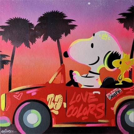 Peinture Snoopy World Tour  par Kedarone | Tableau Street Art Mixte icones Pop