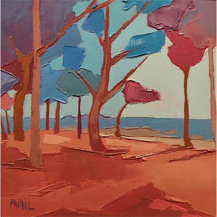 Painting Petit bois face à la mer by PAPAIL | Painting Figurative Oil Landscapes, Pop icons