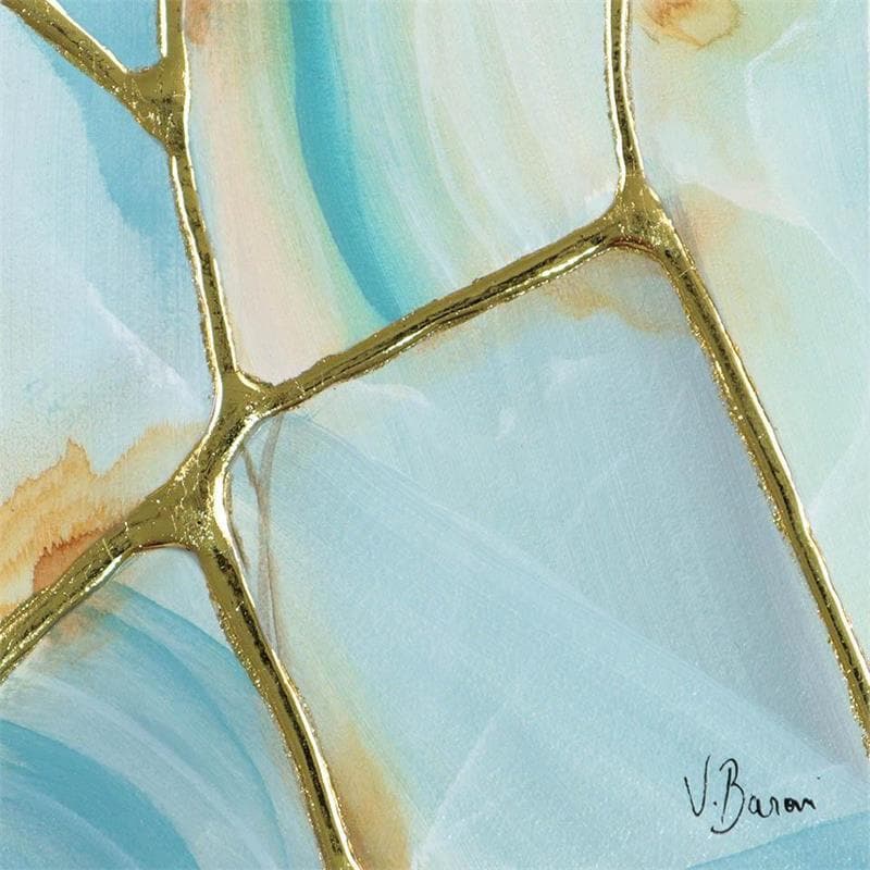 Painting Agate d'eau kintsugi I by Baroni Victor | Painting Abstract Mixed