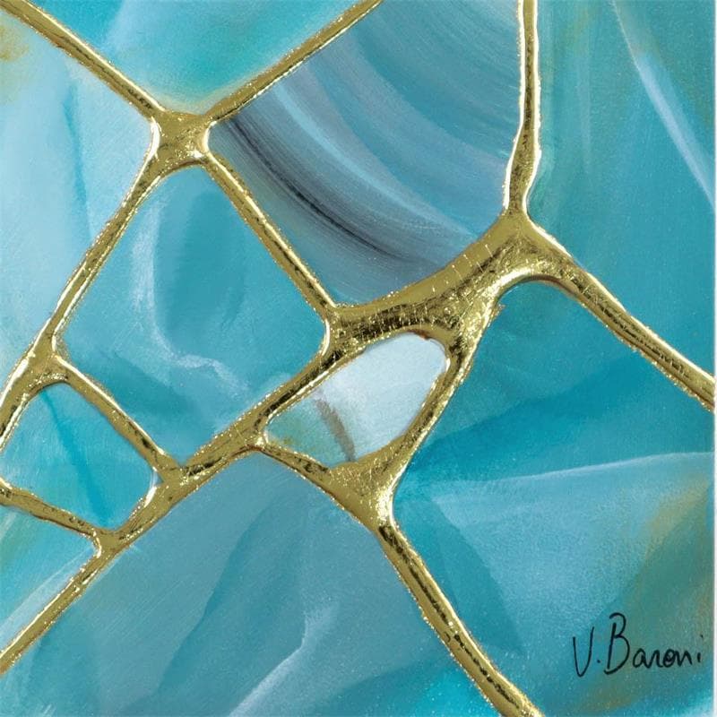 Painting Agate Lagon kintsugi by Baroni Victor | Painting Abstract Mixed